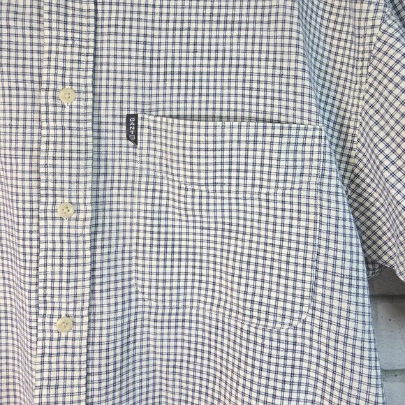 GANT LINEN BLEND MENS SHORT SLEEVE BUTTON DOWN BLUE WHITE CHECKED SIZE LARGE - Picture 4 of 7